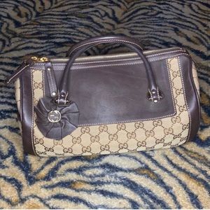 GUCCI Monogram Trophy Satchel Ebony
